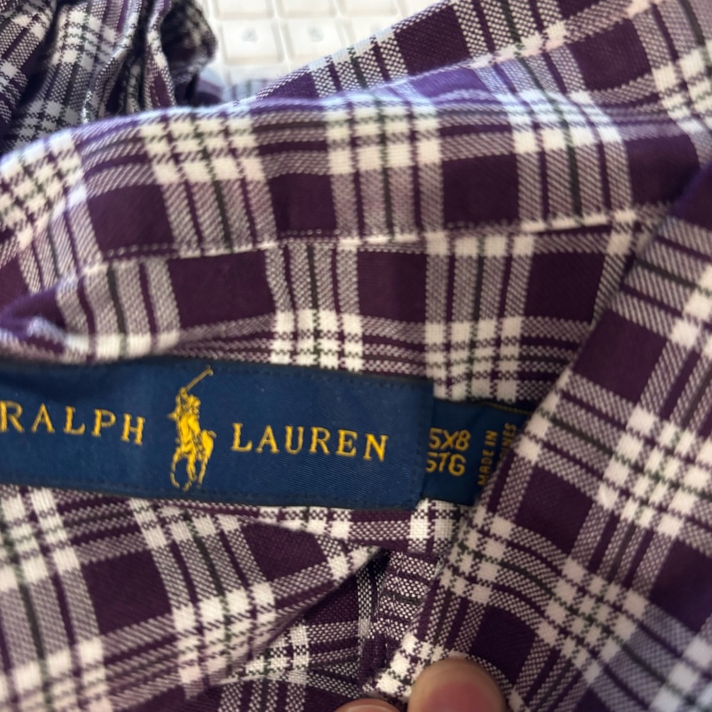 Ralph Lauren Mens Size 5XB Purple Plaid Button Down Shirt - Picture 7 of 7